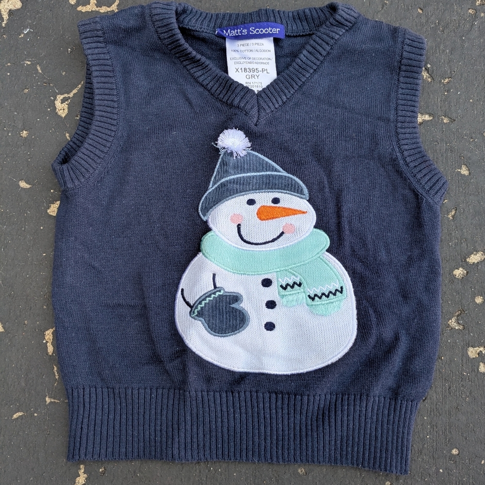 Winter Snowman Infant Sweater Vest (Size 18M)